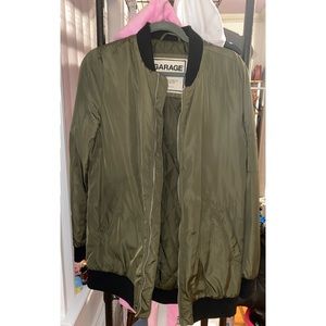 Long Olive Green Bomber Jacket